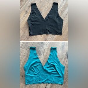 LOT OF 2!!!! True & Co. True Body Lift V Neck Bra in Turquoise & Black - Large